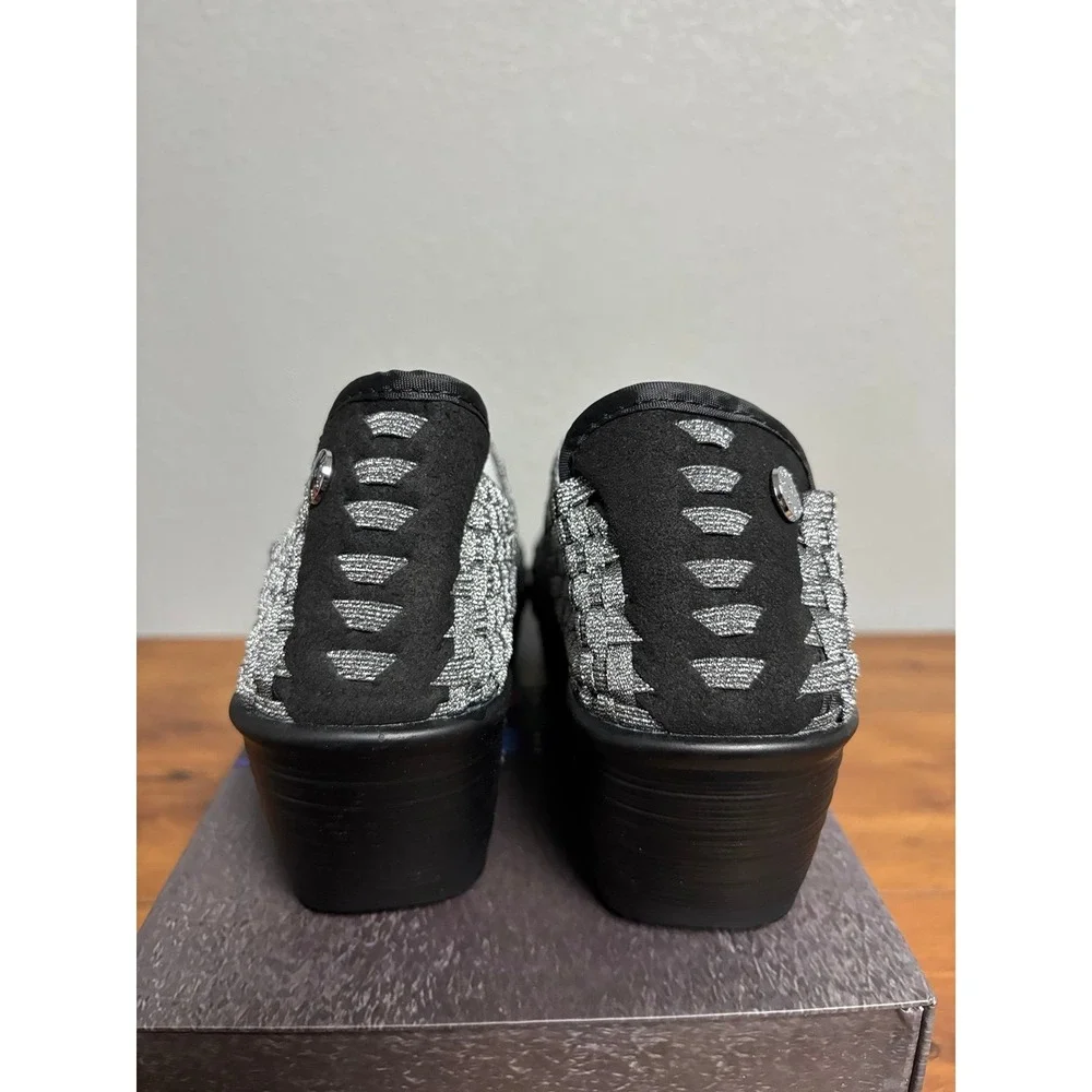 Bernie Mev Gem Pewter Woven Metallic Wedge Sneakers EU 38 US 7.5-8